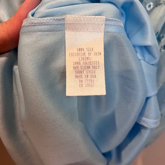 Betsey Johnson Vintage Silk Beaded Fringe Midi Dress Light Blue Fairy Small - Picture 8 of 11